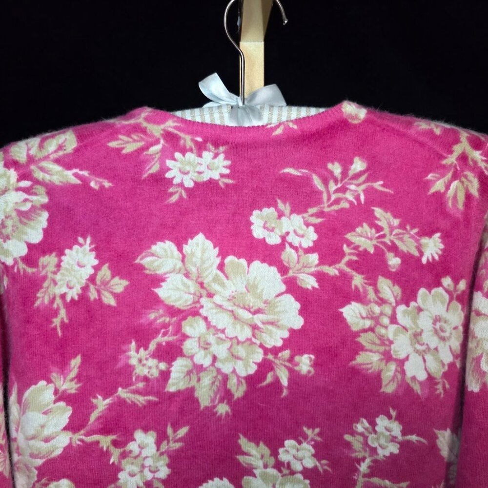 BODEN Pink Floral Lambswool Angora Super Soft Cardigan 12 - Picture 7 of 10